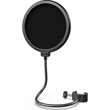 Sprout Store Stüdyo ve Masaüstü Standı Için Mikrofon Pop Filtresi, Çift Katmanlı, Kaz Boynu Klipsi, Akış, Podcasting, Seslendirme, Ev Kayıt Stüdyosu Için, Siyah