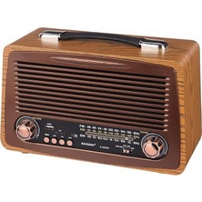 Sprout Store Büyük Large Boy Retro Radyo Taşınabilir Bluetooth Speaker ve Hoparlör Klasik Antika Tarzı Iç ve Dış Mekan USB Girişli Dekoratif Klasik Radyo 30,5X18X11,5 cm 3299BT (Açık Kahverengi)