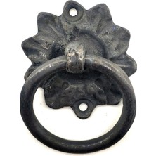 Urfakent Antika Tarz Dekoratif Pirinç Çiçek Mobilya Kulbu, Kapı Kilit Halkası - 50MM, Oksit