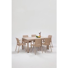 Leaf Shop Lüx Dikdörtgen Cappucino Masa Takımı Bahçe&balkon