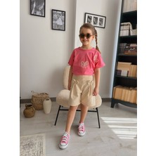 İnebolu Kids Kız Çocuk Kurdele Nakışlı Detay 2 Li Şort Takım