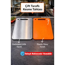 Özgürce Şık Paslanmaz Çelik Çift Taraflı Kesme Tahtası, Dayanıklı ve Çizilmeyen