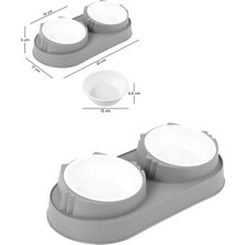 Alvera Collection Ikili Çıkartılabilir Hazneli ve Yükseltilmiş Kedi/köpek Mama ve Su Kabı- Gri