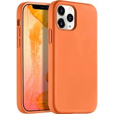 Misda Store iPhone 13/14 Kılıf Ince Sıvı Silikon 3 Katmanlı Tam Kaplamalı Yumuşak Jel Kauçuk Kılıf Kapak (Turuncu)