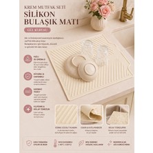 Evolis Kitchen 1Adet Krem  Bulaşık Matı Büyük Boy 44 x 33 cm Silikon Bulaşık Kurutma Matı Bulaşıklık Bulaşık Altlığı