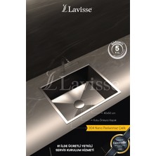 Lavisse Mutfak Eviyesi - 45x55 - Petek Dokulu - Nano Siyah- Çelik - Renk: Parlak Siyah