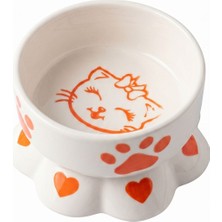 Alvera Collection Papatya Ayaklı Seramik Mama ve Su Kabı Turuncu