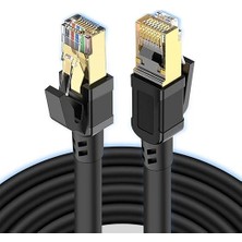 Cat8 Ethernet Kablosu, Yüksek Hızlı ve Dayanıklı Cat8, Yüksek Hızlı ve Dayanıklı Cat8 Lan Ağ Kablosu 40GBPS, 2000MHZ,SIYAH,2M