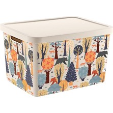 CetKing Stafi Desenli Çok Amaçlı Kapaklı Kutu 18 Lt Jungle