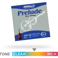 D'addario J610 Prelude Kontrabas Tel Seti (Takım Tel) | 3/4 Boy Uyumlu, Medium Tansiyon, Çelik Çekirdek, Öğrenci Dostu