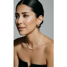 Atelier Sriza Moxy Zirkon Taşlı Çift Renkli Çelik Küpe-Gold