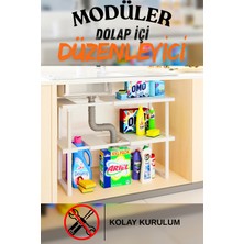 İndecor Houseware Plastik Genişletilebilir Raf Ayarlanabilir Düzenleyici Mutfak Banyo Düzenleyici - Çift Katlı - Siyah