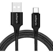 Misda Store Usb-C'ye Örgülü, 1 Metre, Hızlı Şarj ve Data Kablosu, Siyah