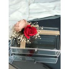 Özgürce Çelik Cam Kutu Çok Amaçlı Takı ve Çikolata Saklama Kutusu, 25X15X7 cm