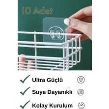 Risingmaber 10 Adet Ultra Güçlü Şeffaf Yapışkanlı Kanca, Plastik Mutfak Banyo Askısı MT114