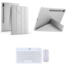 Leaf Shop Galaxy Tab S9 Fe Plus X610 12.4 Inç Ile Uyumlu Standlı Kılıf ve Klavye Mouse 2 Li Set Gri
