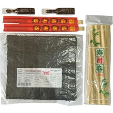 Lidyahan Store Sushi Seti 1, 5 Yaprak Yosun, Sushi Matı, Chopstick, Soya Sosu, Evde Sushi Yap