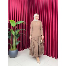 Still Butik Elif Yılmaz Esma Etek Bluz Takım Sandy Kumaş Tesettür Büyük Beden Kadın Giyim ST2201