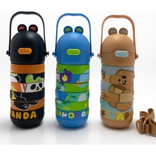 Yapboz Tasarımlı Çocuk Termosu - Paslanmaz Çelik Pipetli ve Askılı Matara ALK4653