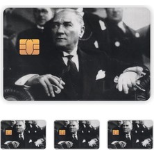 CetKing Adet Mustafa Kemal Atatürk Kart Kaplama Sticker Kart Etiketi