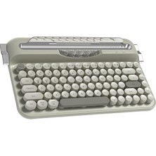 Kablosuz Bluetooth & 2.4g Çift Modlu Retro Daktilo Tasarımlı Klavye – Yuvarlak Tuşlu, Tablet & Telefon Standlı, Ergonomik, Taşınabilir, Pille Çalışan, Sessiz ve Konforlu Ajazz AF84 Gri