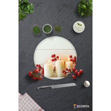 Özgürce Beyaz Mum Desenli Cam Kesme Tablası, 32 Cm, Şık ve Kullanışlı