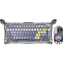 Lidyahan Store Mercury Oyuncu K1 Pro Klavye+Mercury x Mouse, 2.4ghz Wireless, Bluetooth, Kablolu, Rgb Aydınlatmalı, Mekanik, Ingilizce Q, Gaming Klavye ve Optik Mouse Seti (Uzay Gri)