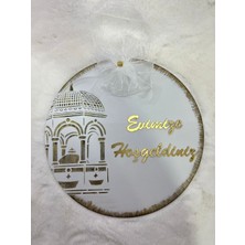 Özgürce Ahşap Kapı Süsü Çelenk 30X30 Evimize Hoşgeldiniz Dekorasyon