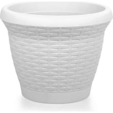 Leaf Shop Plastik Hasır Desenli Dekoratif Saksı 15 Litre No 4