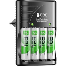 Misda Store 4 Adet Aa 1.2V Nımh Şarj Edilebilir Piller, AA/AAA/9V Nimh Ni-Cd Piller Için Evrensel Şarj Cihazı