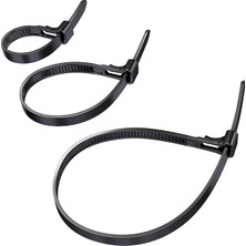 Lidyahan Store – Tekrar Kapatılabilir 3'lü Kablo Bağı Paketi (100, 150, 200MM x 7,4 Mm) (Çıkarılabilir/yeniden Kullanılabilir Çok Kullanımlık Kablo Bağları, 3X40 Parça, Naylon Esnek, Siyah)