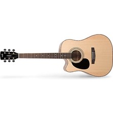 Cort AD880CELHNS Cutaway Solak Elektro Akustik Gitar | Naturel Renk, Satin Bitiş, Ladin Kapak, Cort CE304T Preamp