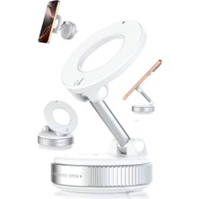 CetKing Vakumlu Katlanır Araç Telefon Tutucu Ayna-Cam-Araba Manyetik Araç Tutucu (Beyaz)