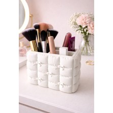 Özgürce Yumuşak Dokunuş Fiyonk Detaylı Makyaj Organizeri, Dekoratif Fırça ve Ruj Düzenleyici