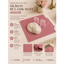 Evolis Kitchen Gül Kurusu Bulaşık Matı Büyük Boy 44 x 33 cm Silikon Bulaşık Kurutma Matı Bulaşıklık Bulaşık Altlığı