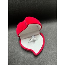 Sepetten Eve Kalpli Kutuda Tektaş Yüzük Sevgiliye Hediye Evlenme Teklifi Yüzüğü Kadınlar Günü Hediyesi