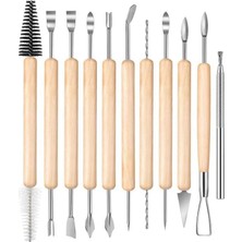 CetKing Kil Çömlek Şekillendirici Ahşap Saplı 11 Parça 1 Paket Seramik Modelaj Oyma ve Temizleme Seti