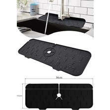 İndecor Houseware Su Tutucu Musluk Matı -Mutfak ve Banyo Için Koruyucu Lavabo, Musluk ve Batarya Matı Siyah