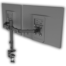 CetKing Çift Monitör Kolu 13–32 Inç Uyumlu Vesa 75×75 100×100 Tam Hareketli Ergonomik Çift Monitör Standı Masa Üstü Kelepçe ve Masa Deliği Montajı Kablo Düzeni Metal Gövde Siyah