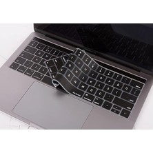 CetKing MacBook Pro Touch Bar Türkçe Q Silikon Klavye Koruyucu Us Enter Ince Yıkanabilir Sessiz Yazım 13-15 Inç Uyumlu A1706 A1989 A2159 A1707 A1990 Siyah