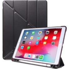 Misda Store iPad 8. Nesil 10.2 ile Uyumlu Kılıf Kalem Bölmeli Trifolding Case A2270 A2428 A2429 A2430 Siyah