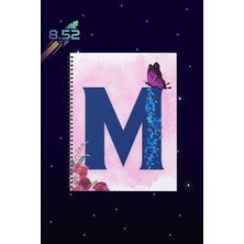 Sekizelliiki M Harfi Baskılı Spiralli Defter