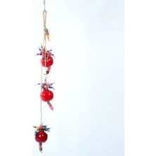 Özgürce Üçlü Seramik Nar Süsü, Halatlı Dekoratif Kapı Çıkartması