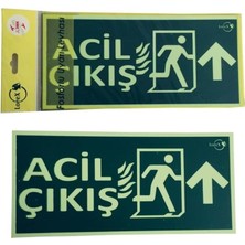 Leaf Shop Lr-Fu Acil-Çıkış Yazılı Yukarı Ok Yön Gösteren Fosforlu Yön Levhası (1)