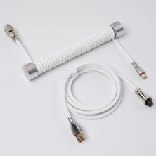 Lidyahan Store Sarmal Aviator USB To Type-C Mekanik Klavye Uyumlu Oyuncu Kablosu, 1.85M, Beyaz