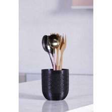 Özgürce Şık Siyah Silindir Tezgah Üstü Kaşıklık, Dekoratif ve Fonksiyonel