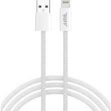 Lidyahan Store BL74 Örgülü 3A .2m Data ve Şarj Kablosu, Bükülmeye Dayanıklı, Hızlı Şarj, USB Lightning, Beyaz