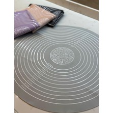 Lidyahan Store Pişirme Pasta Mat Seti, Ölçülerle Hamur Açma Seti Silikon Yapışmaz Mat, Pasta, Kabuk, Kurabiye, Ekmek, Hamur Işleri, Makarna Için Mutfak Tezgah Matı Yuvarlak, Ölçülü (Gri)