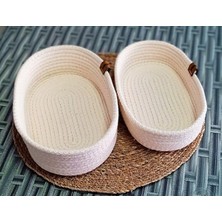 Misda Store Oval Sepet 15 * 25CM Krem Ev Banyo Hasır Jüt Çok Amaçlı Havlu Düzenleyici Organizer