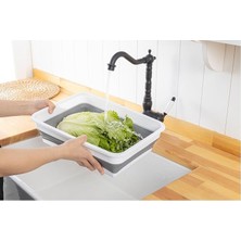 Leaf Shop Katlanabilir Dikdörtgen Bulaşık Sepeti, 4 Litre Çok Amaçlı Katlanabilir Dikdörtgen Sepet, Katlanır Bulaşık ve Çamaşır Sepeti 20CM*27CM*8CM